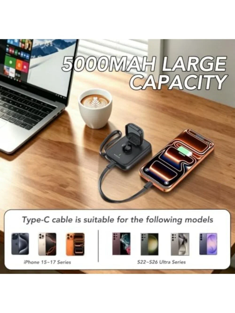Portable Charging Case for Oura Ring 4 | 5000mAh Power Bank & USB-C Travel